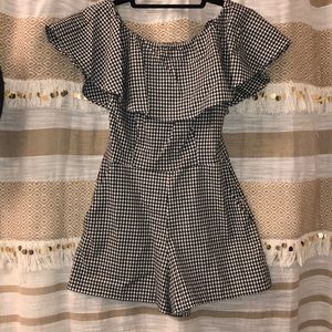 Gingham Off the Shoulder Romper